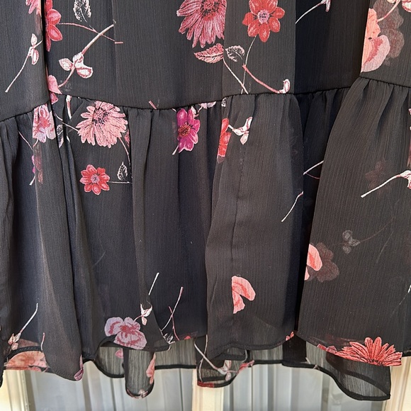 CeCe dress Small flowered IPANEMA STROLL tiered skirt lined NWT sheer sleeve - Picture 7 of 12